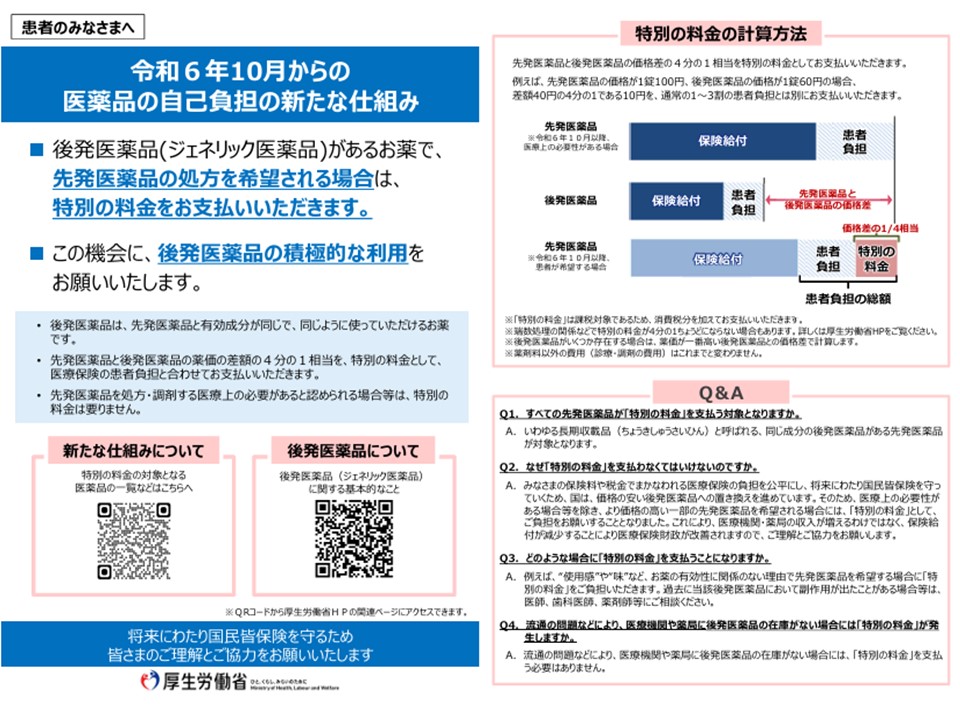 令和6年10月からの医薬品の自己負担の新たな仕組みについて | 戸塚共立 